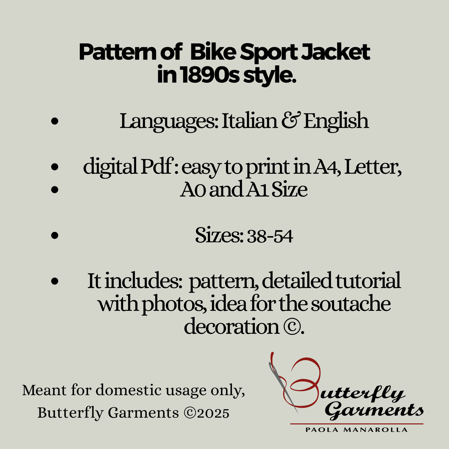 1890 Style Jacket KUMA - Digital PDF Pattern & Sewing Tutorial