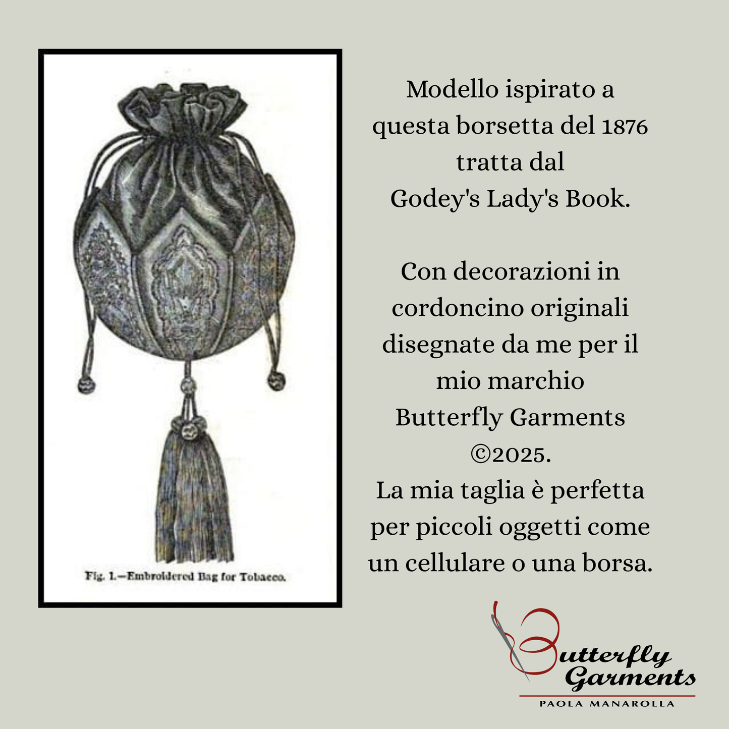 ESTELLE - Flower Corded Reticule Pattern - Victorian Tobacco Bag Reimagined - Digital PDF & Sewing Tutorial
