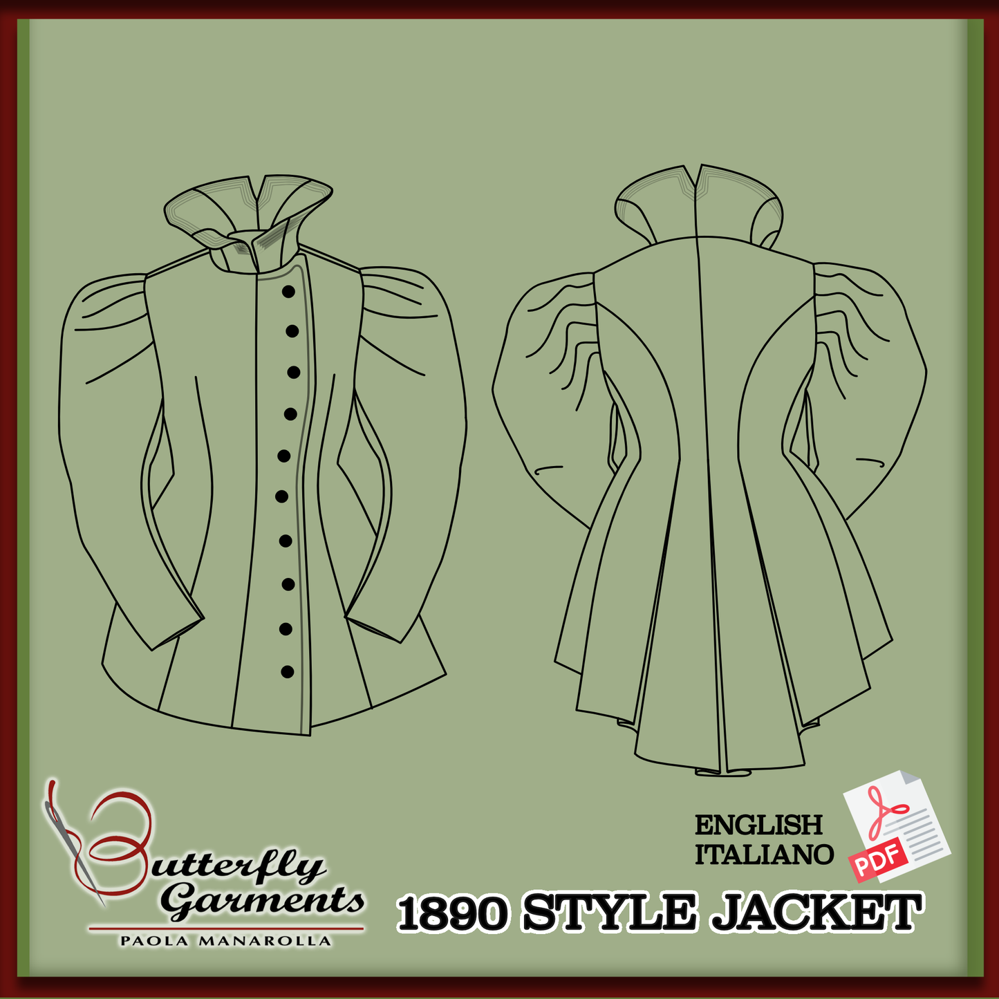 1890s Velvet Jacket RUST - Digital PDF Pattern & Sewing Tutorial