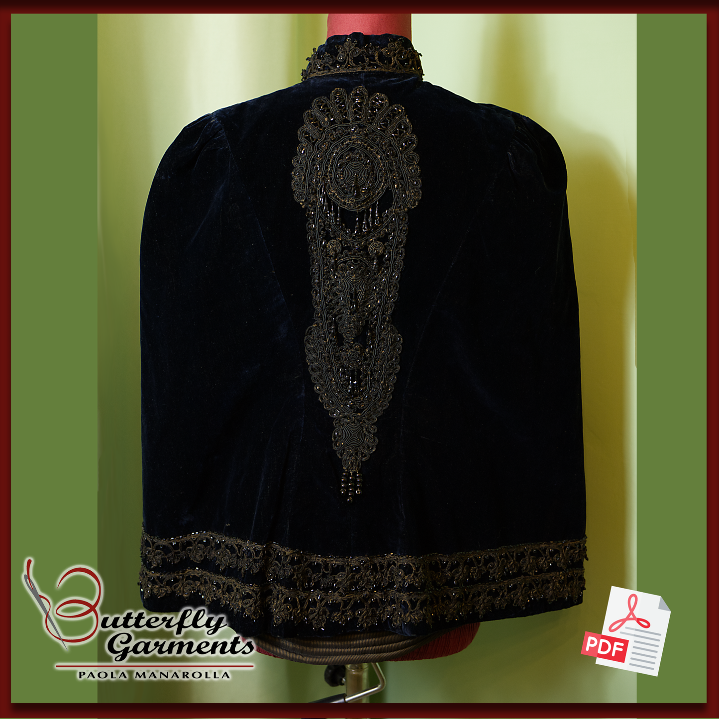 VALENTINE - 1880s Victorian Dolman Cape - Pattern digitized from the antique cape & Tutorial