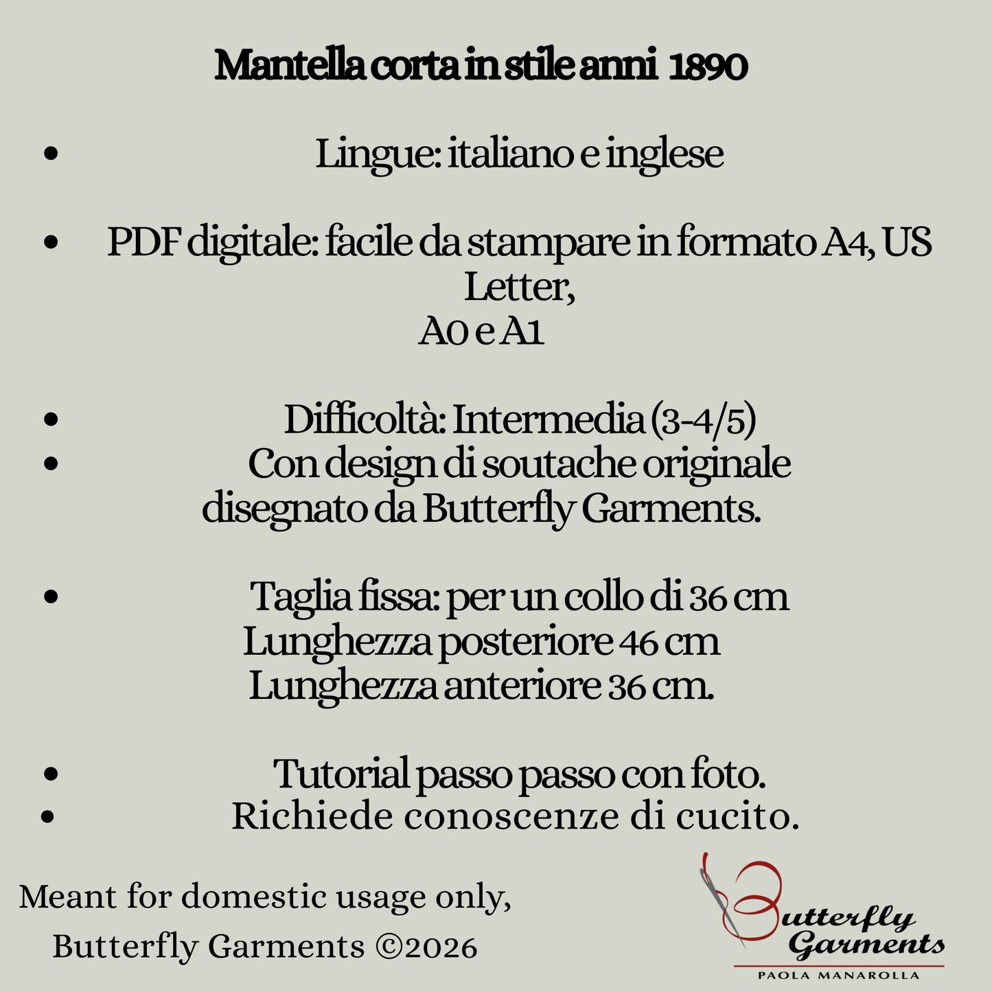 GRACE - Modello di cucito per mantello Belle Époque anni 1890 con ricamo soutache | Download digitale PDF del mantello vittoriano edoardiano