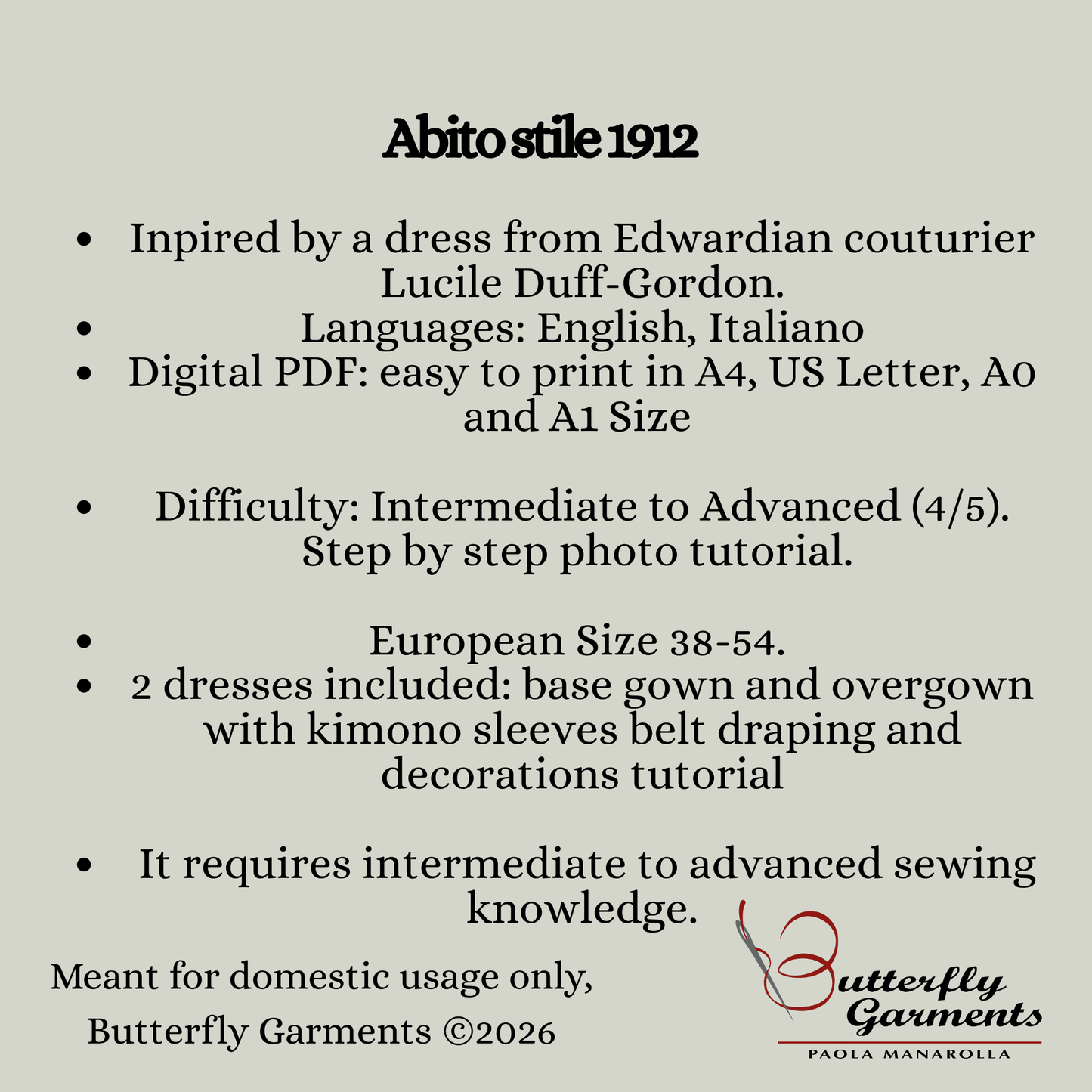 LUCILE - Edwardian Evening Gown Pattern 1912 Titanic Era Kimono Overdress Historical Sewing Pattern
