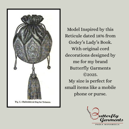 ESTELLE - Flower Corded Reticule Pattern - Victorian Tobacco Bag Reimagined - Digital PDF & Sewing Tutorial