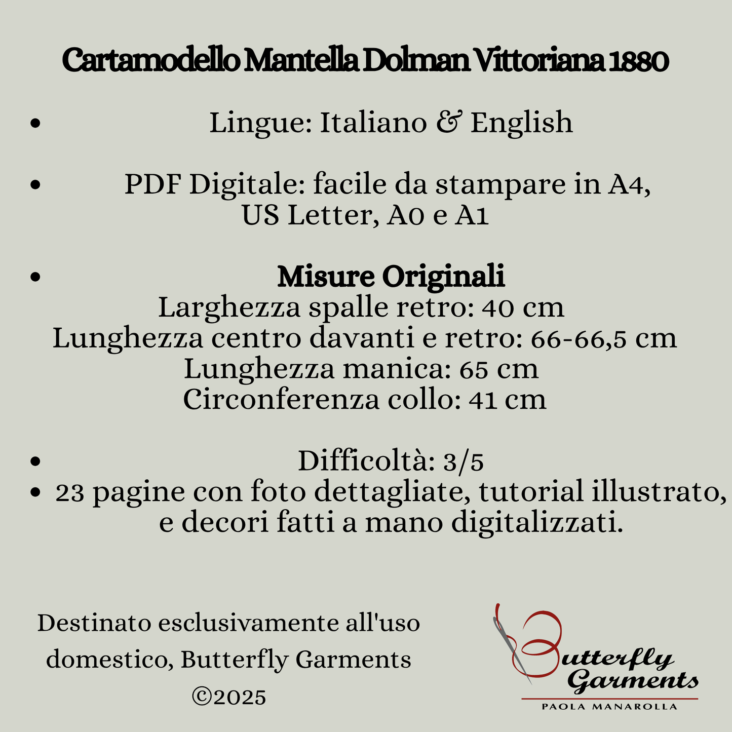 VALENTINE - 1880s Victorian Dolman Cape - Pattern digitized from the antique cape & Tutorial