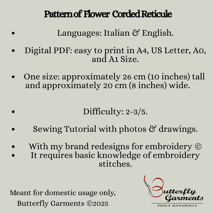 ESTELLE - Flower Corded Reticule Pattern - Victorian Tobacco Bag Reimagined - Digital PDF & Sewing Tutorial