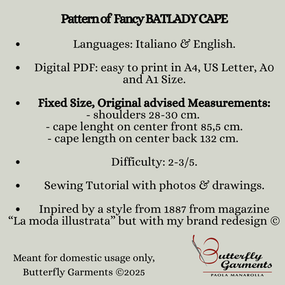 Batwings Fancy Cape Pattern - Victorian Inspired Halloween Cape PDF Tutorial