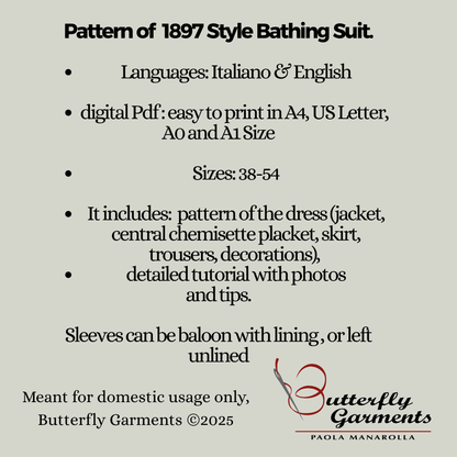 CERISE - 1897 Victorian Bathing Costume - Digital PDF Pattern & Sewing Tutorial