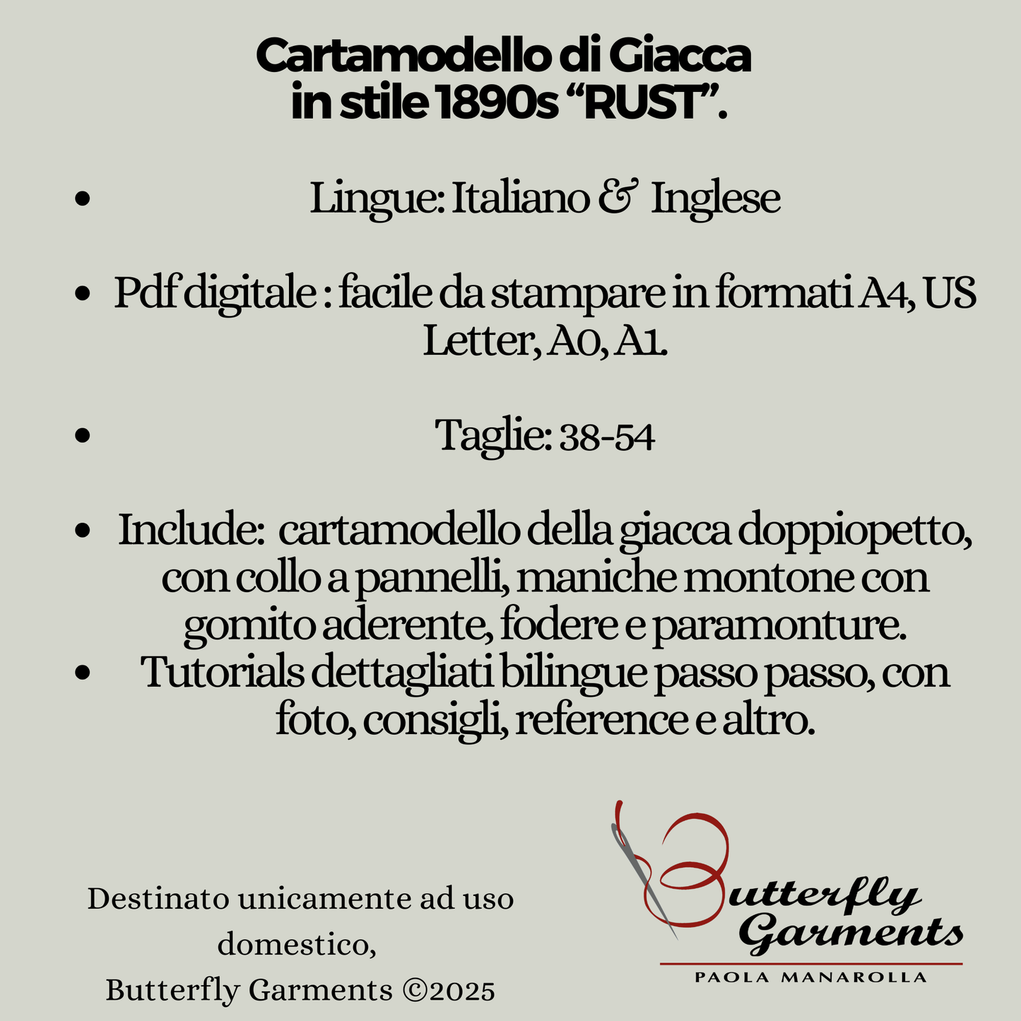 1890s Velvet Jacket RUST - Digital PDF Pattern & Sewing Tutorial