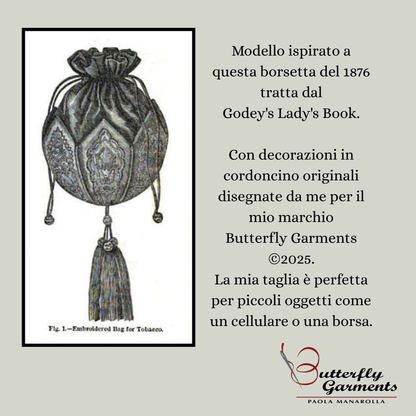 ESTELLE - Flower Corded Reticule Pattern - Victorian Tobacco Bag Reimagined - Digital PDF & Sewing Tutorial