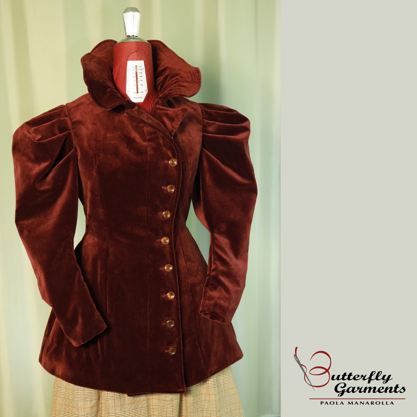 1890s Velvet Jacket RUST - Digital PDF Pattern & Sewing Tutorial