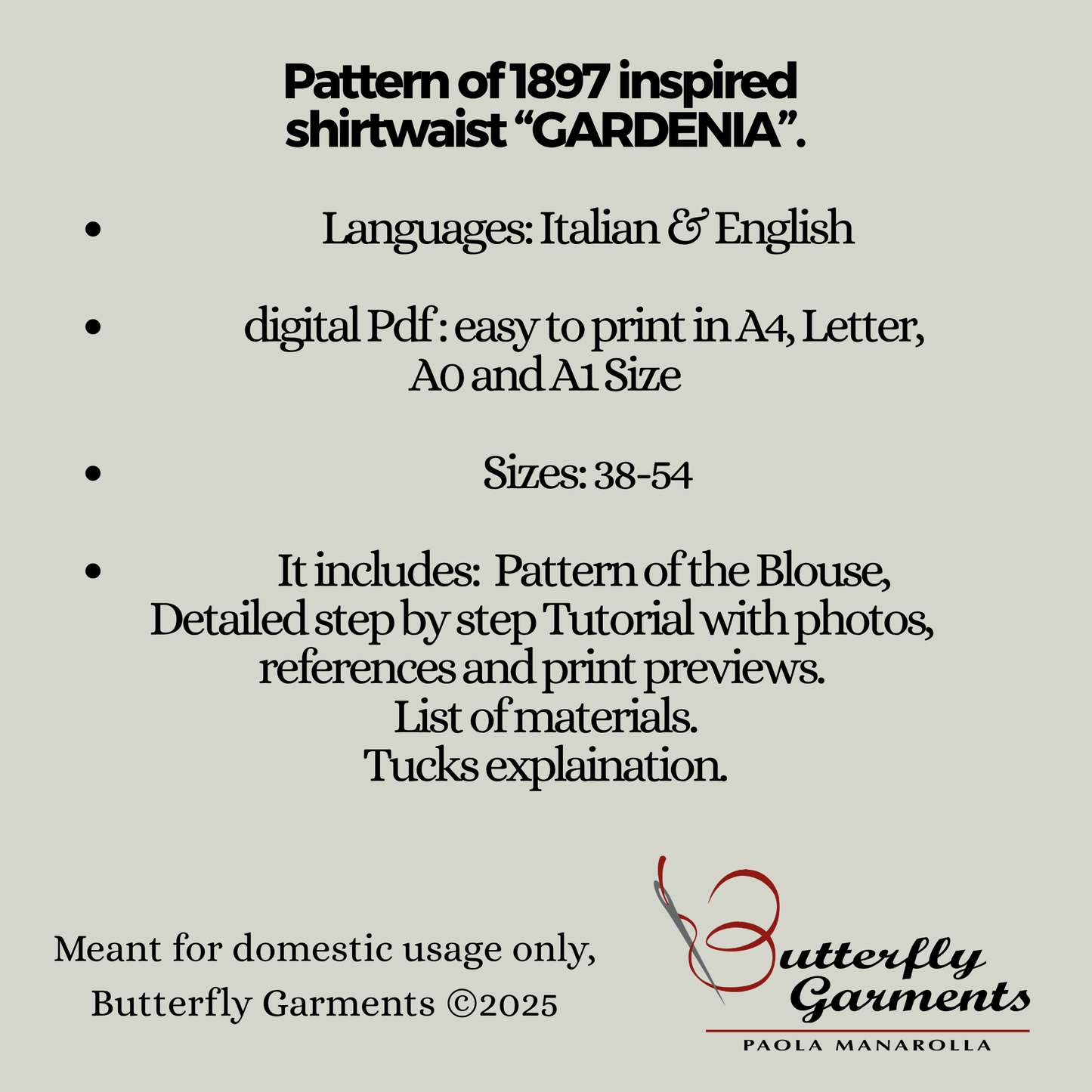 GARDENIA - Victorian Shirtwaist Pattern - 1897 Sewing Tutorial with Bias Yoke & Tucks - Digital PDF