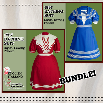 1897 Victorian Bathing Costume Collection - ALDA & CERISE Bundle - Digital PDF Pattern & Sewing Tutorial