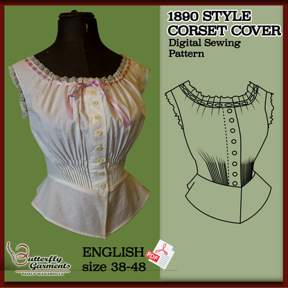 ANGELICA - Victorian Corset Cover Pattern - Early 1900s Sewing Tutorial with Pintucks & Lace - Digital PDF