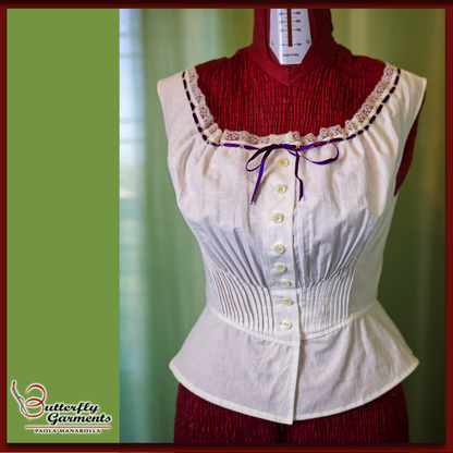 ANGELICA - Victorian Corset Cover Pattern - Early 1900s Sewing Tutorial with Pintucks & Lace - Digital PDF