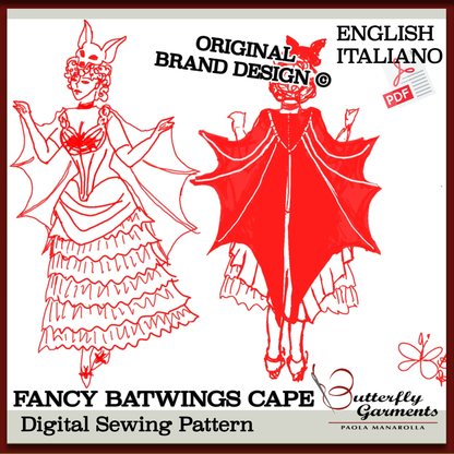 Batwings Fancy Cape Pattern - Victorian Inspired Halloween Cape PDF Tutorial