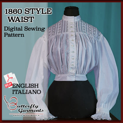 1860 Victorian Style Blouse LUCE - Digital PDF Pattern & Sewing Tutorial