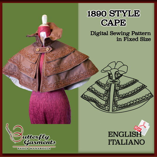 GRACE - Modello di cucito per mantello Belle Époque anni 1890 con ricamo soutache | Download digitale PDF del mantello vittoriano edoardiano