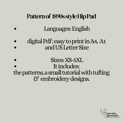 Late Victorian Style Hip Pads LORY - Digital PDF Pattern & Sewing Tutorial