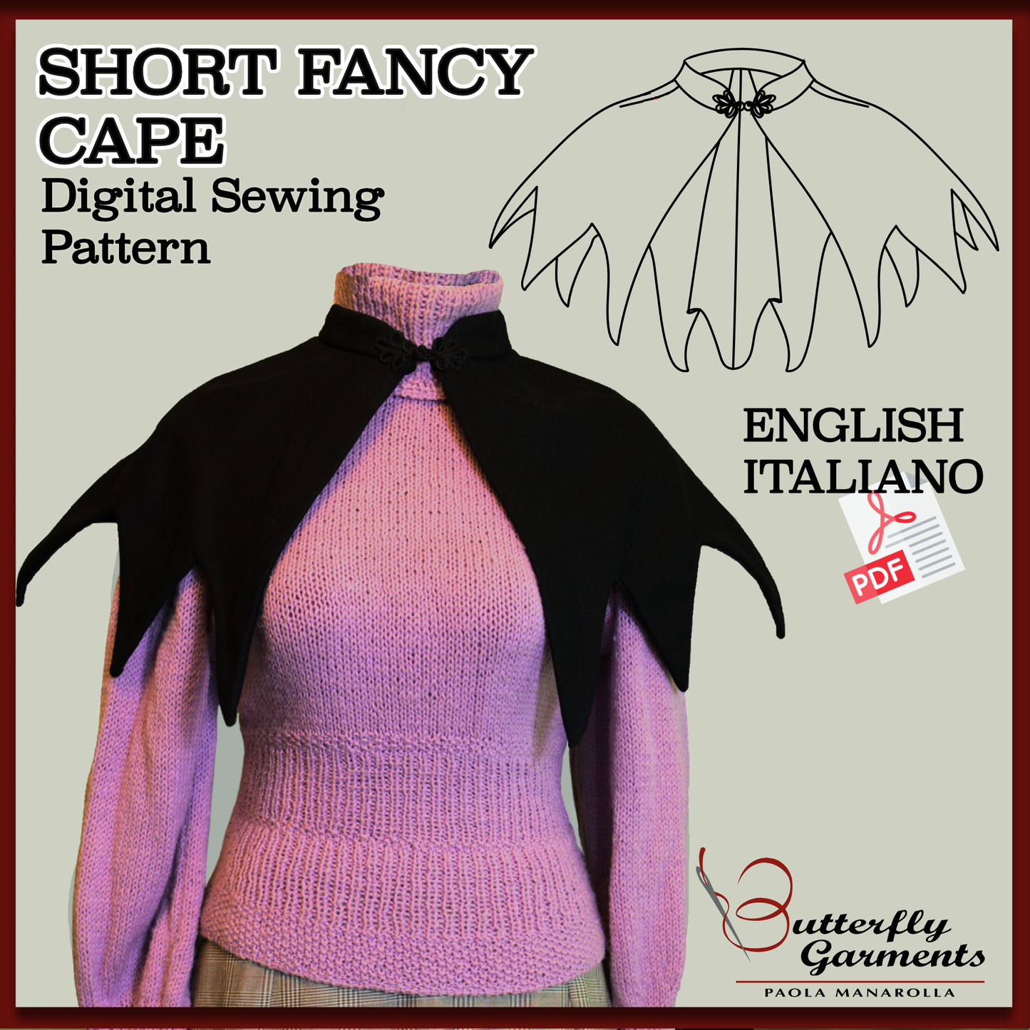 Bat-Inspired Fancy Cape KUROHIME - Digital PDF Pattern & Sewing Tutorial