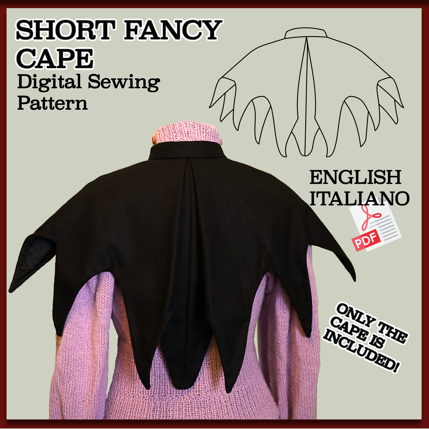 Bat-Inspired Fancy Cape KUROHIME - Digital PDF Pattern & Sewing Tutorial