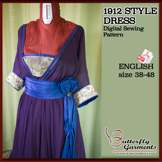 LUCILE - Edwardian Evening Gown Pattern 1912 Titanic Era Kimono Overdress Historical Sewing Pattern