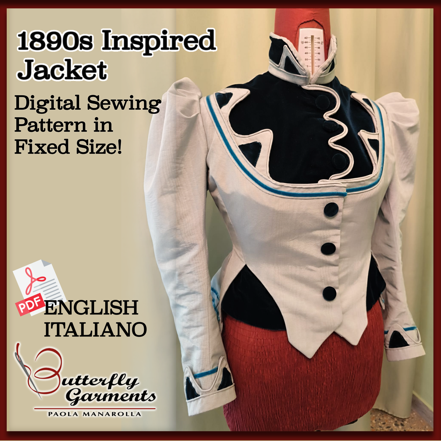 MINT Victorian Jacket Pattern - 1890s Style with Gussets & Double Front Closure