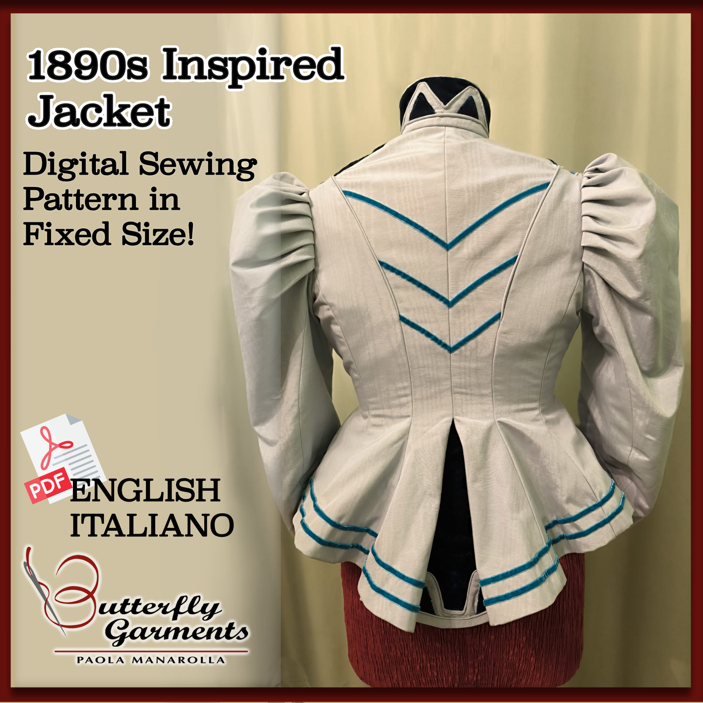 MINT Victorian Jacket Pattern - 1890s Style with Gussets & Double Front Closure