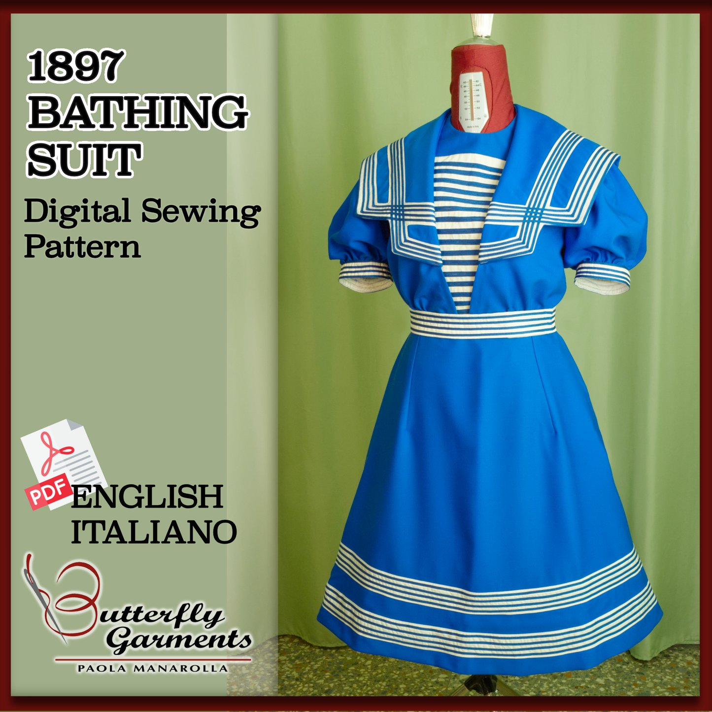 ALDA - 1897 Victorian Bathing Costume - Digital PDF Pattern & Sewing Tutorial