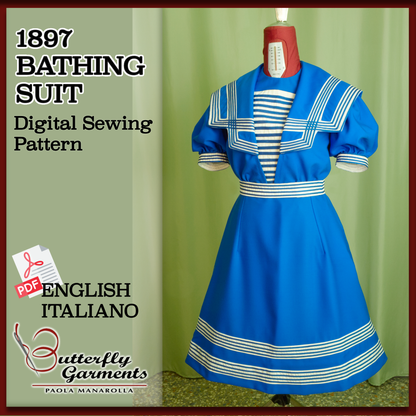 ALDA - 1897 Victorian Bathing Costume - Digital PDF Pattern & Sewing Tutorial