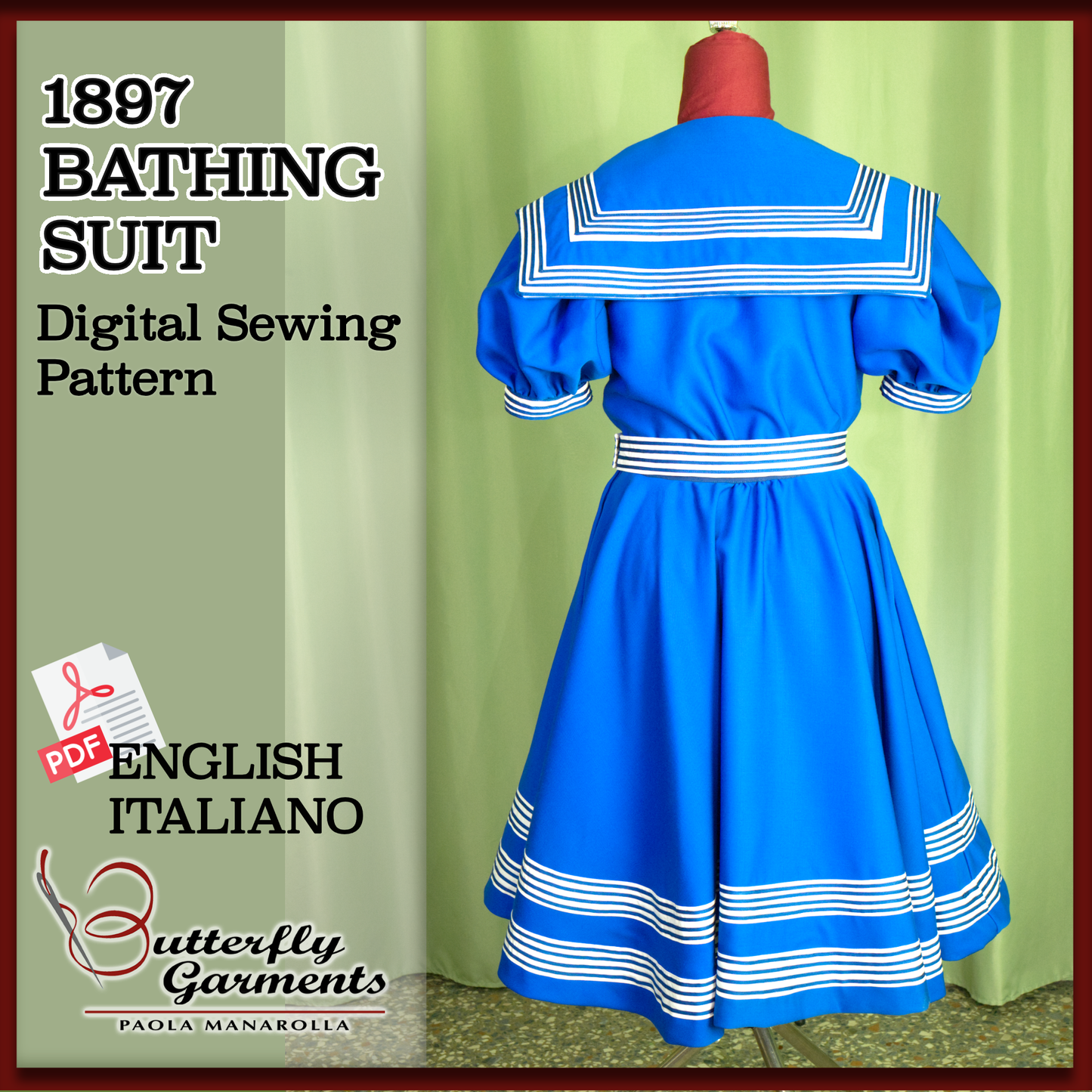 ALDA - 1897 Victorian Bathing Costume - Digital PDF Pattern & Sewing Tutorial