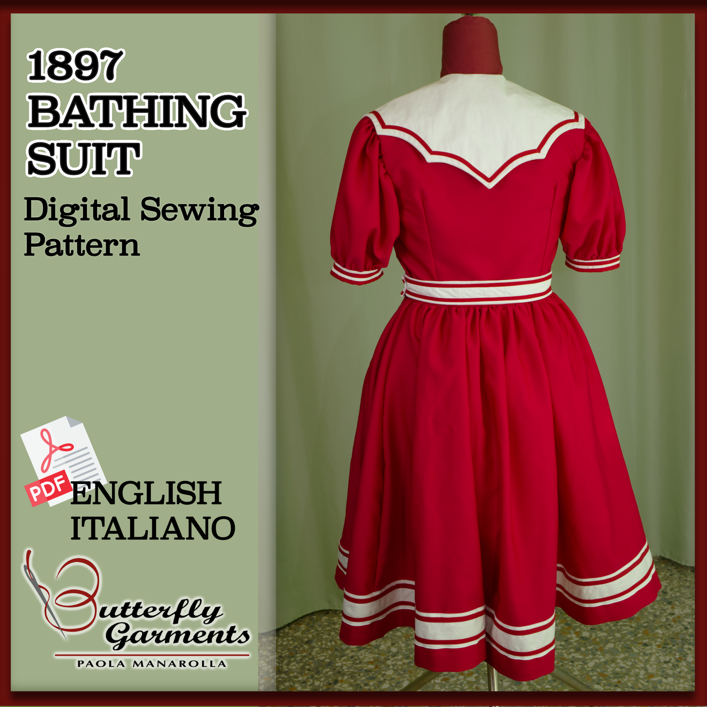 1897 Victorian Bathing Costume Collection - ALDA & CERISE Bundle - Digital PDF Pattern & Sewing Tutorial