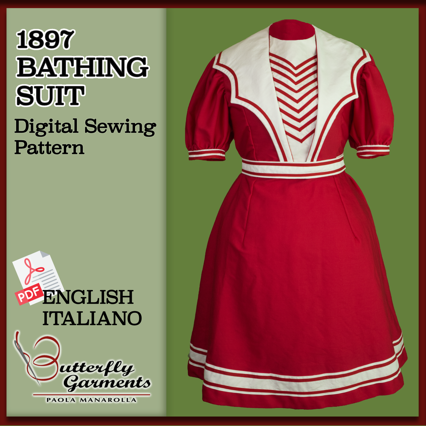 1897 Victorian Bathing Costume Collection - ALDA & CERISE Bundle - Digital PDF Pattern & Sewing Tutorial