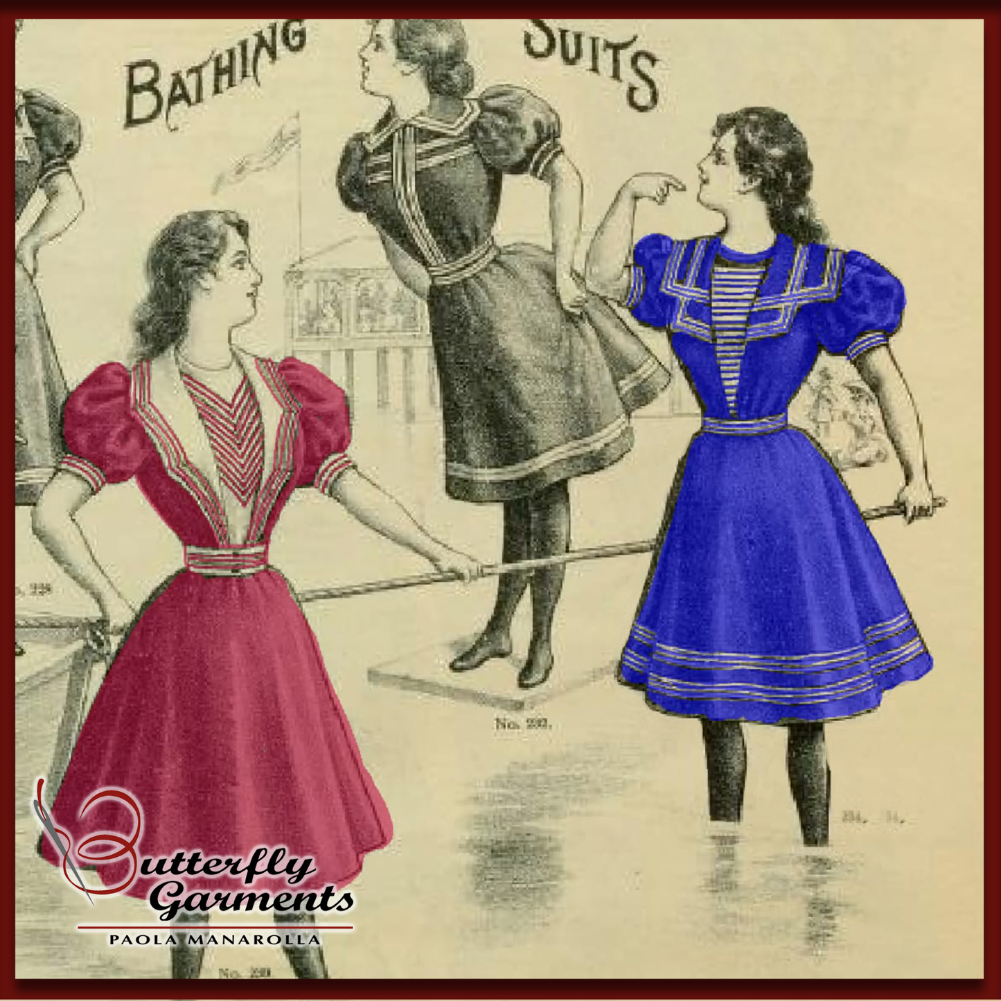 1897 Victorian Bathing Costume Collection - ALDA & CERISE Bundle - Digital PDF Pattern & Sewing Tutorial