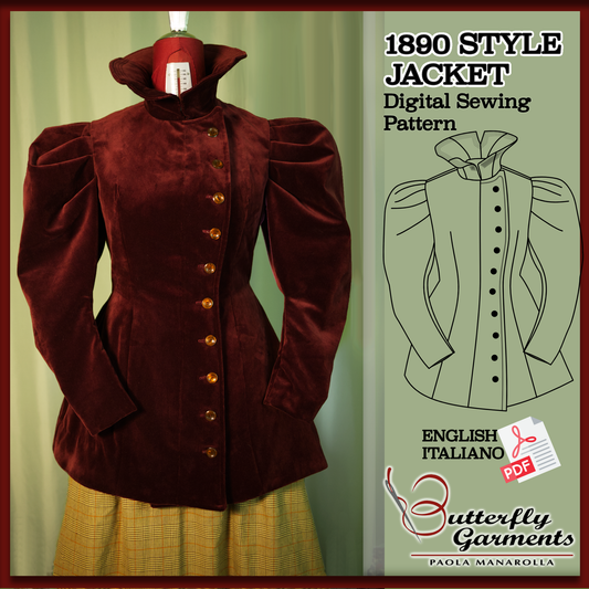 1890s Velvet Jacket RUST - Digital PDF Pattern & Sewing Tutorial
