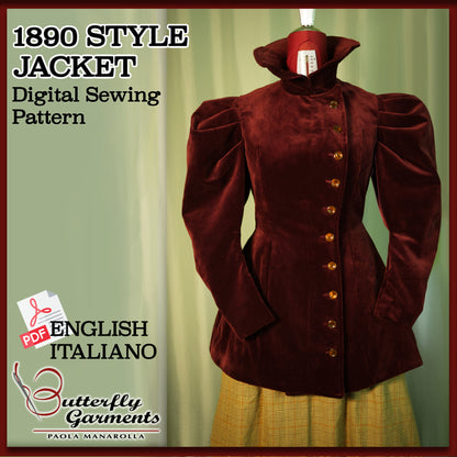 1890s Velvet Jacket RUST - Digital PDF Pattern & Sewing Tutorial