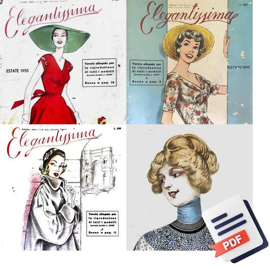 BUNDLE PDF Italian Fashion 3 Magazines Elegantissima 1955 1958 | Digital Plates in Italian and French |