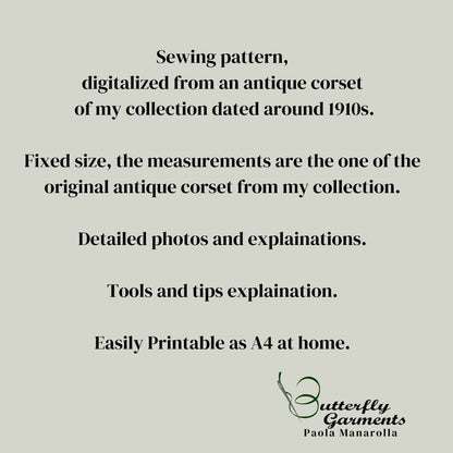 Edwardian Antique Corset ESTHER- Digital PDF Pattern & Tutorial
