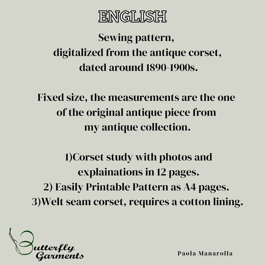 Late Victorian Antique Corset CLOVER - Digital PDF Pattern & Tutorial