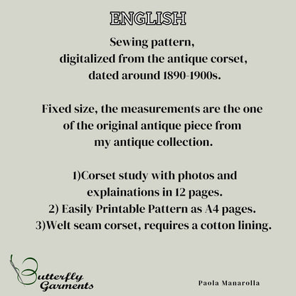 Late Victorian Antique Corset CLOVER - Digital PDF Pattern & Tutorial