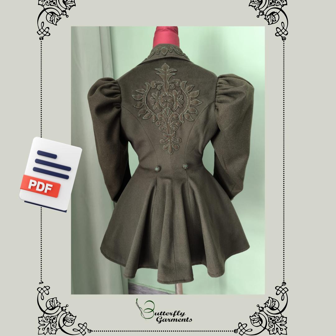 Late Victorian Style Coat Fixed Size AMAZZONE- Digital Pattern & Sewing Tutorial