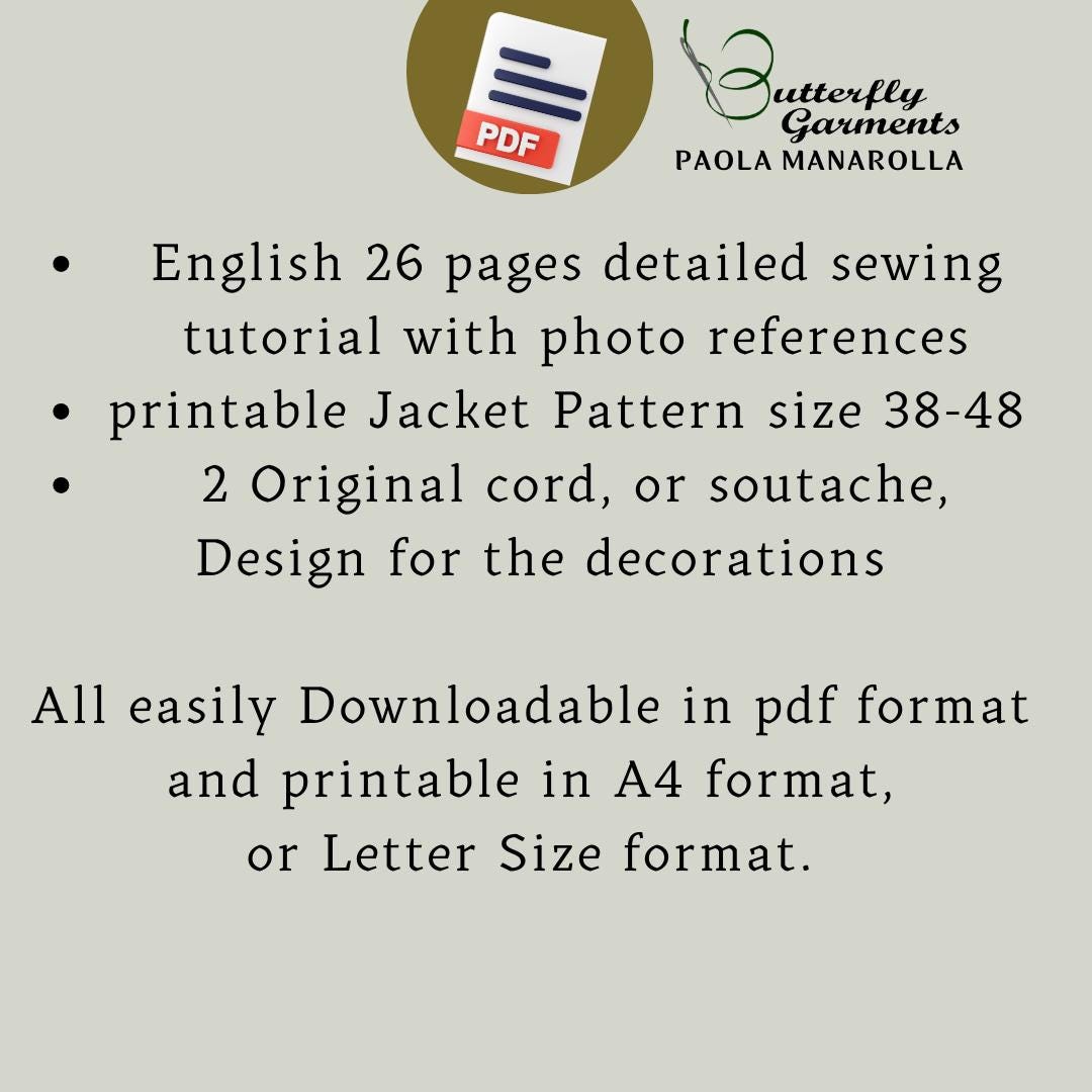 1892 Victorian Style Jacket SYLVA - Digital PDF Pattern & Sewing Tutorial