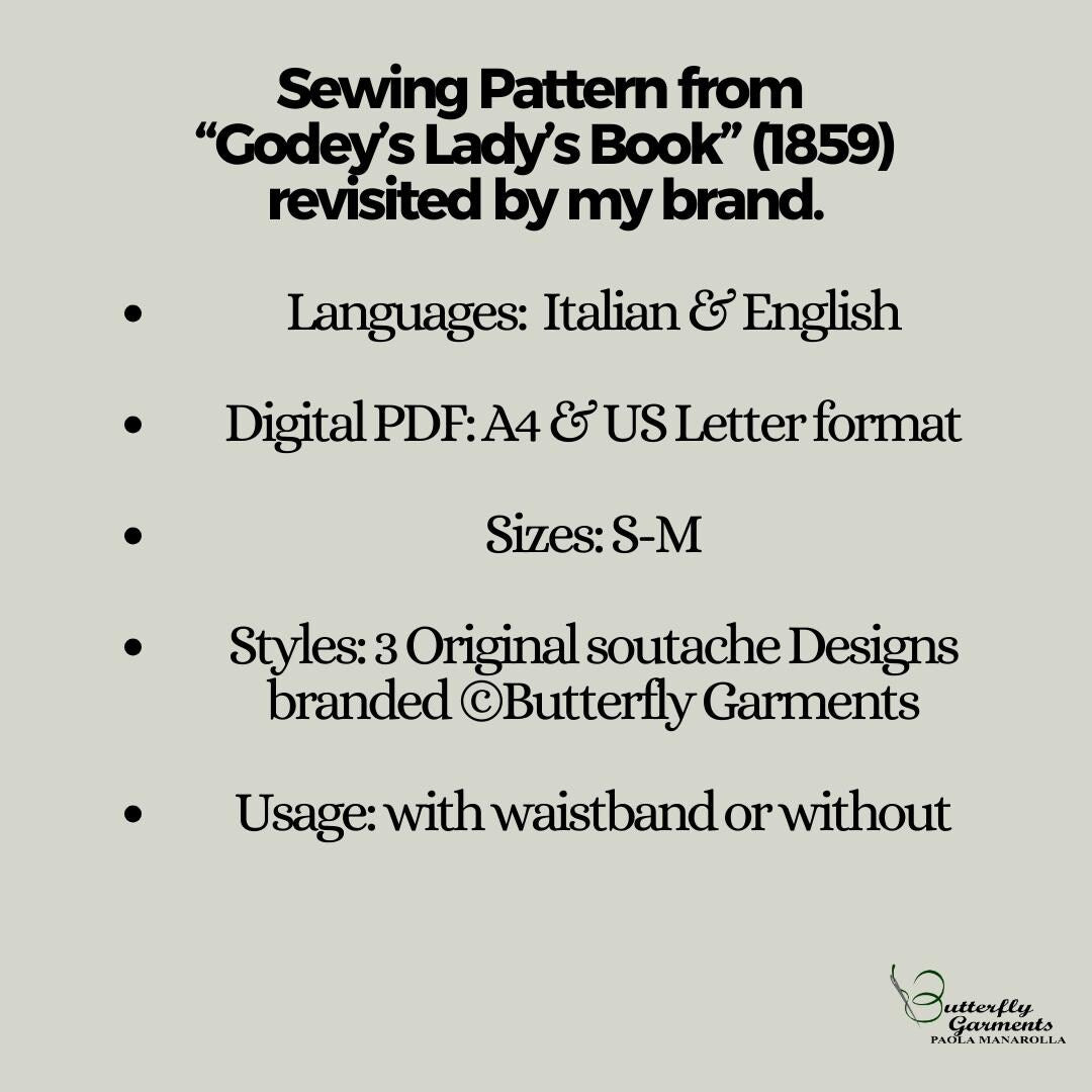 1860 Victorian Style Bag CHARLOTTE - Digital PDF Pattern & Sewing Tutorial