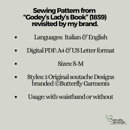 1860 Victorian Style Bag CHARLOTTE - Digital PDF Pattern & Sewing Tutorial