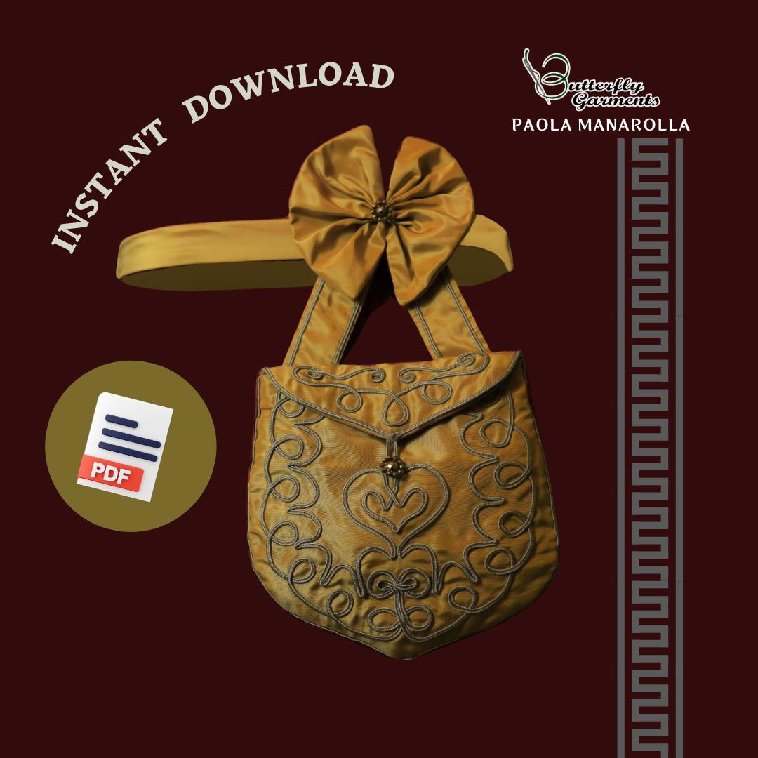 1860 Victorian Style Bag CHARLOTTE - Digital PDF Pattern & Sewing Tutorial