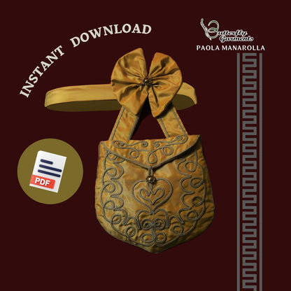 1860 Victorian Style Bag CHARLOTTE - Digital PDF Pattern & Sewing Tutorial