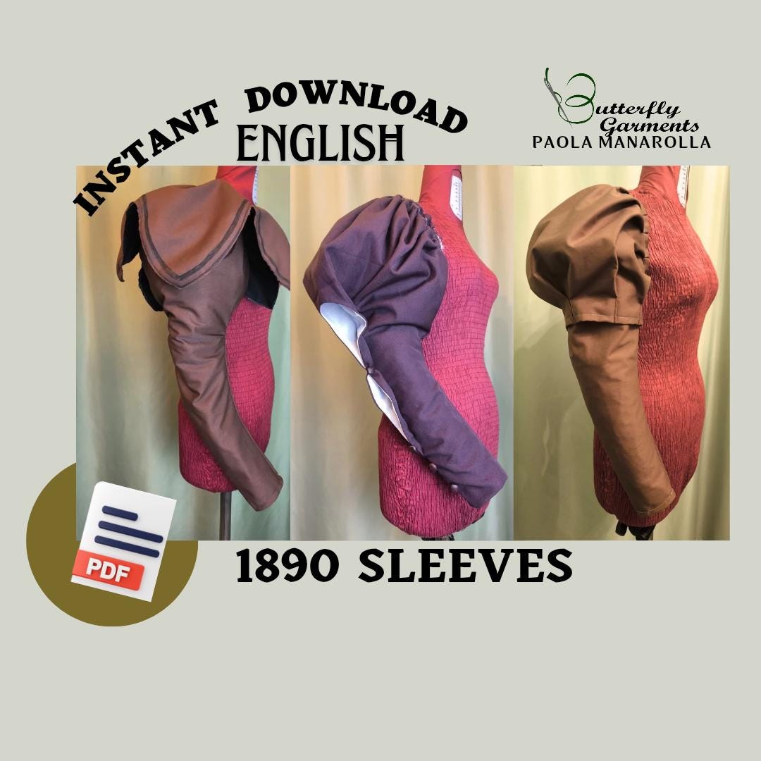 1890s Victorian Style Sleeves LILIUM CATHY PEONY  - Digital PDF Pattern & Sewing Tutorial