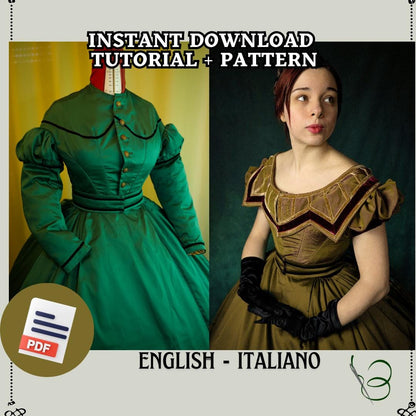 Midvictorian Style Daydress and Ballgown - Digital PDF Pattern & Sewing Tutorial