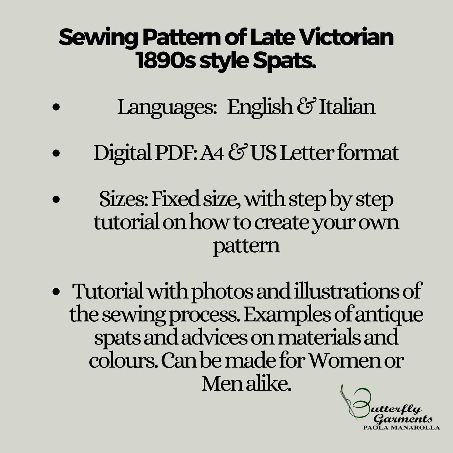 Victorian Style Spats LOKI - Digital PDF Pattern & Sewing Tutorial