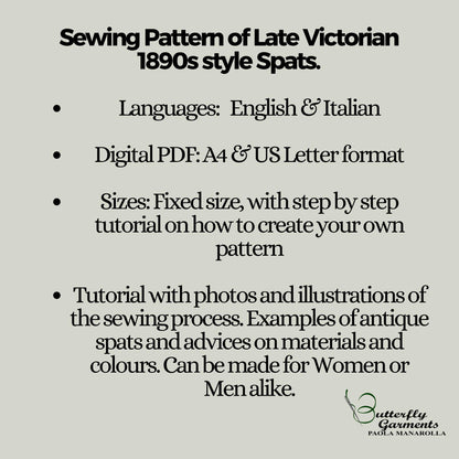 Victorian Style Spats LOKI - Digital PDF Pattern & Sewing Tutorial